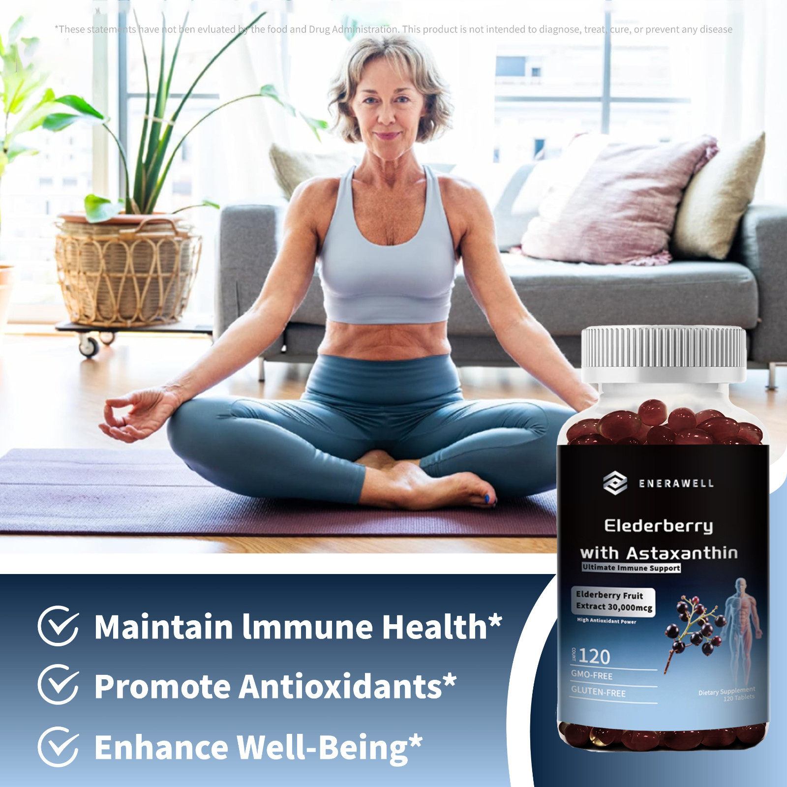 Astaxanthin 12mg | Premium Antioxidant Supplements with Black Elderberry 07/2027