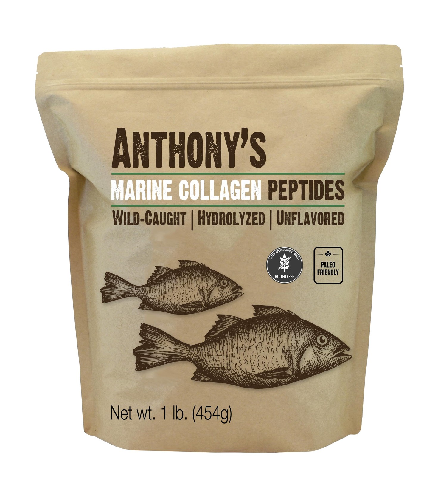 Anthony’s Hydrolyzed Marine Collagen Peptides, Gluten-Free Keto Friendly 1-Pound