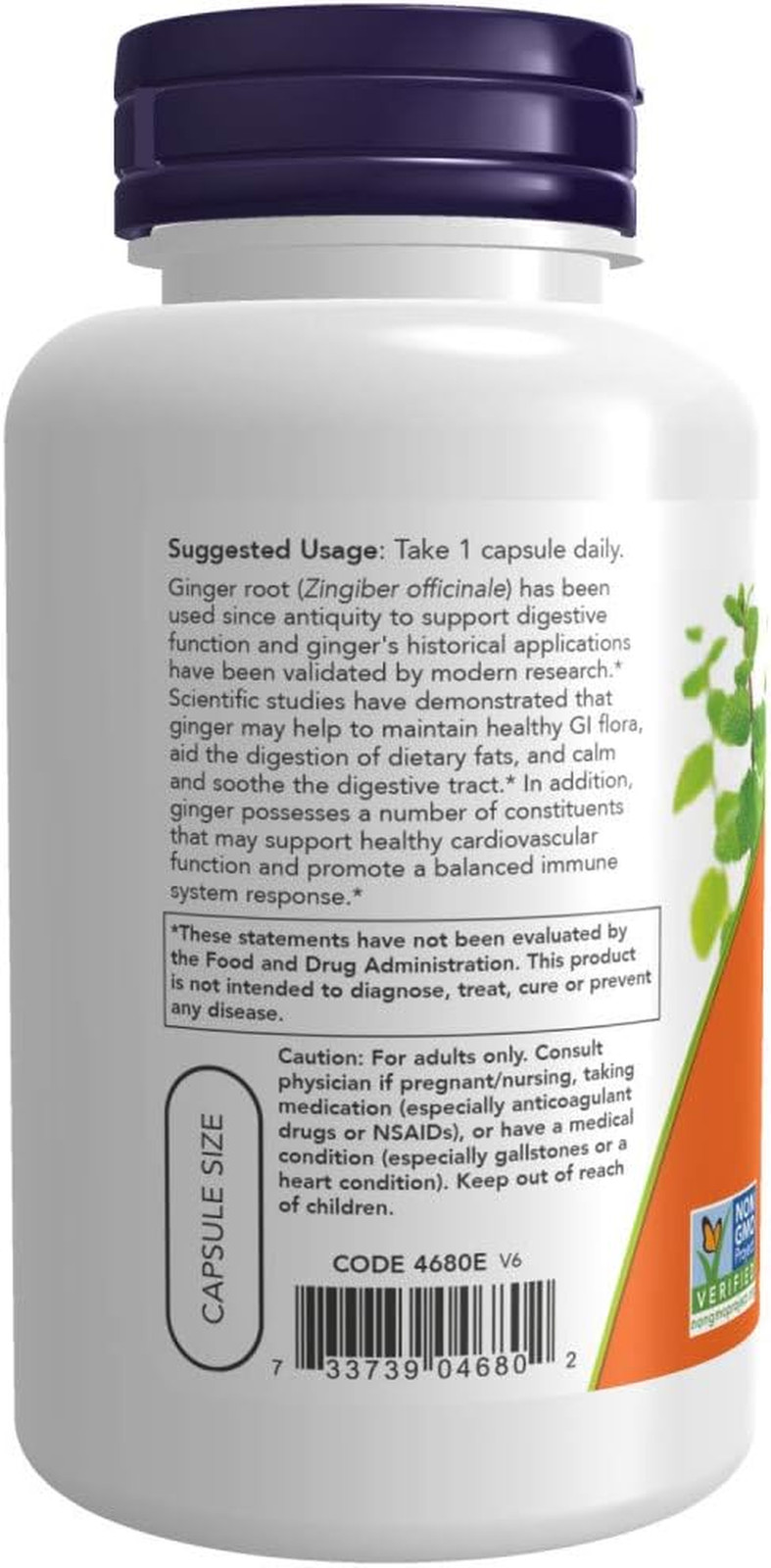 NOW Foods Ginger Root 550 Mg, Digestive Support, 100 Veg Capsules