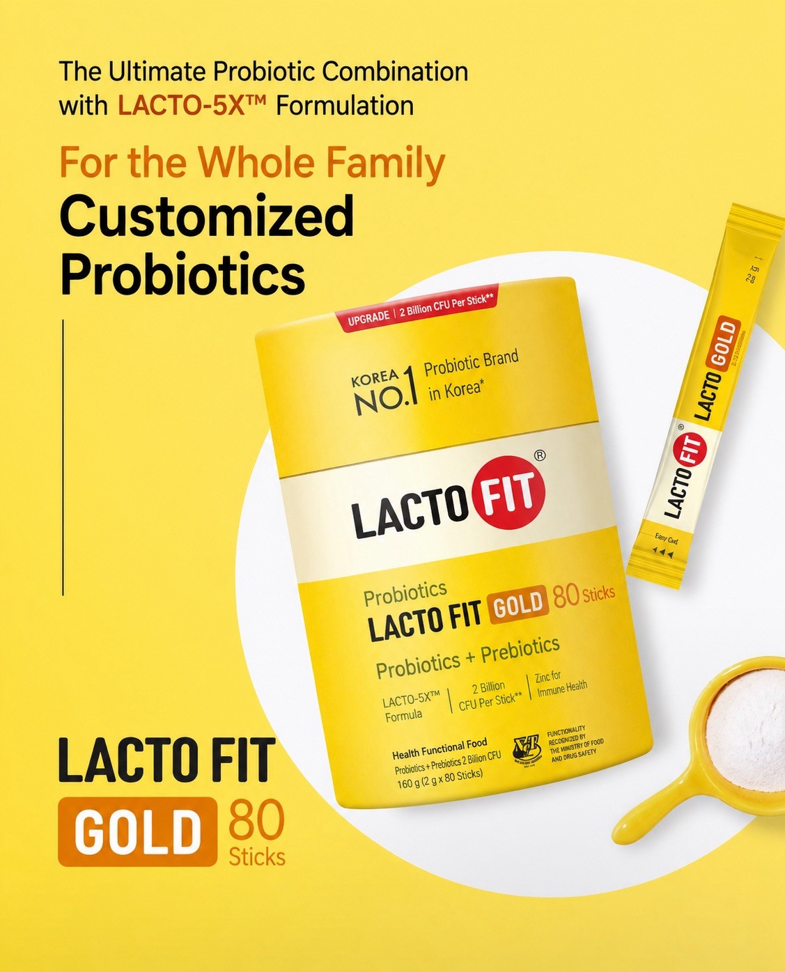 LACTO FIT Gold 80 Sticks 160g Korean Probiotics Prebiotics Original