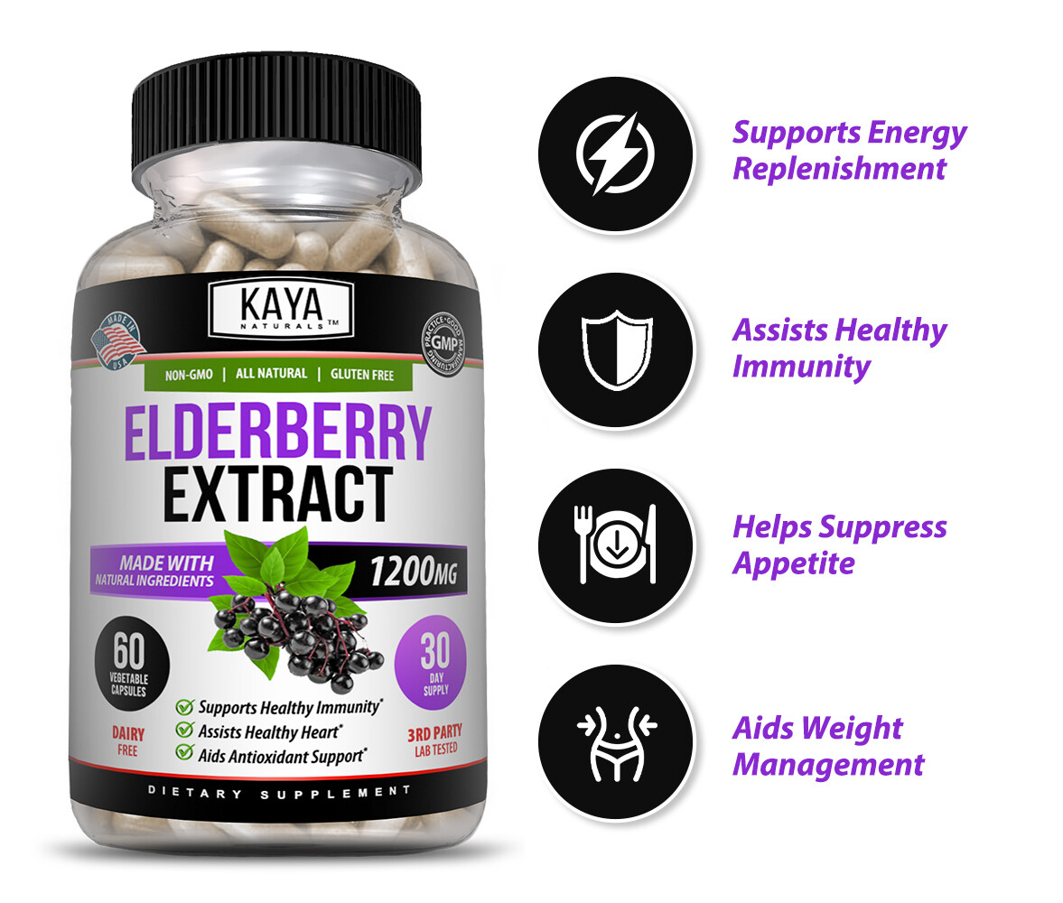 Immune Support 60Ct, Elderberry, Daily Immune and Antioxidants, 1200 mg Capsules