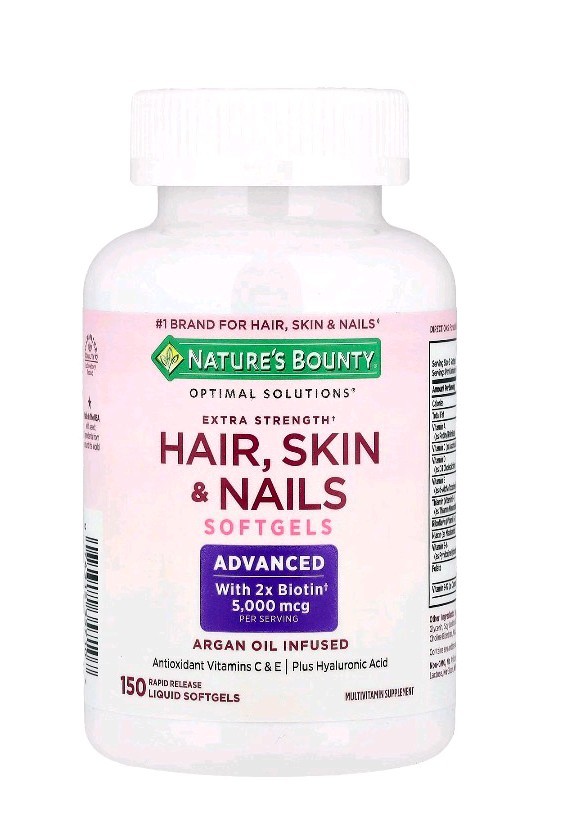 Nature’s Bounty Optimal Solutions Hair Skin & Nails 5000mcg Softgels 150