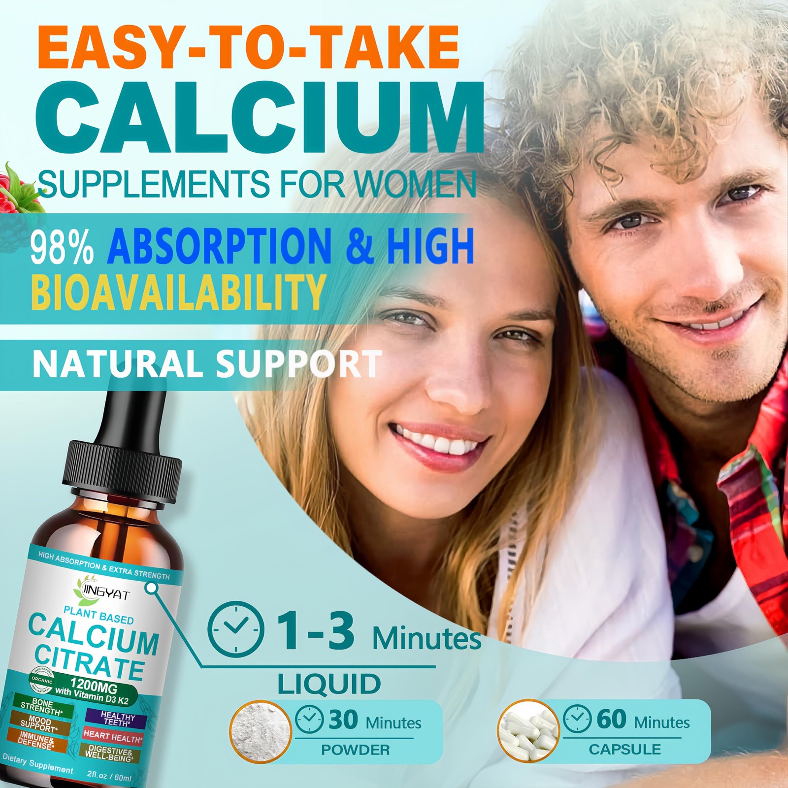 Calcium Supplements for Women Liquid Drops, High 2 Fl Oz (Pack of 1)