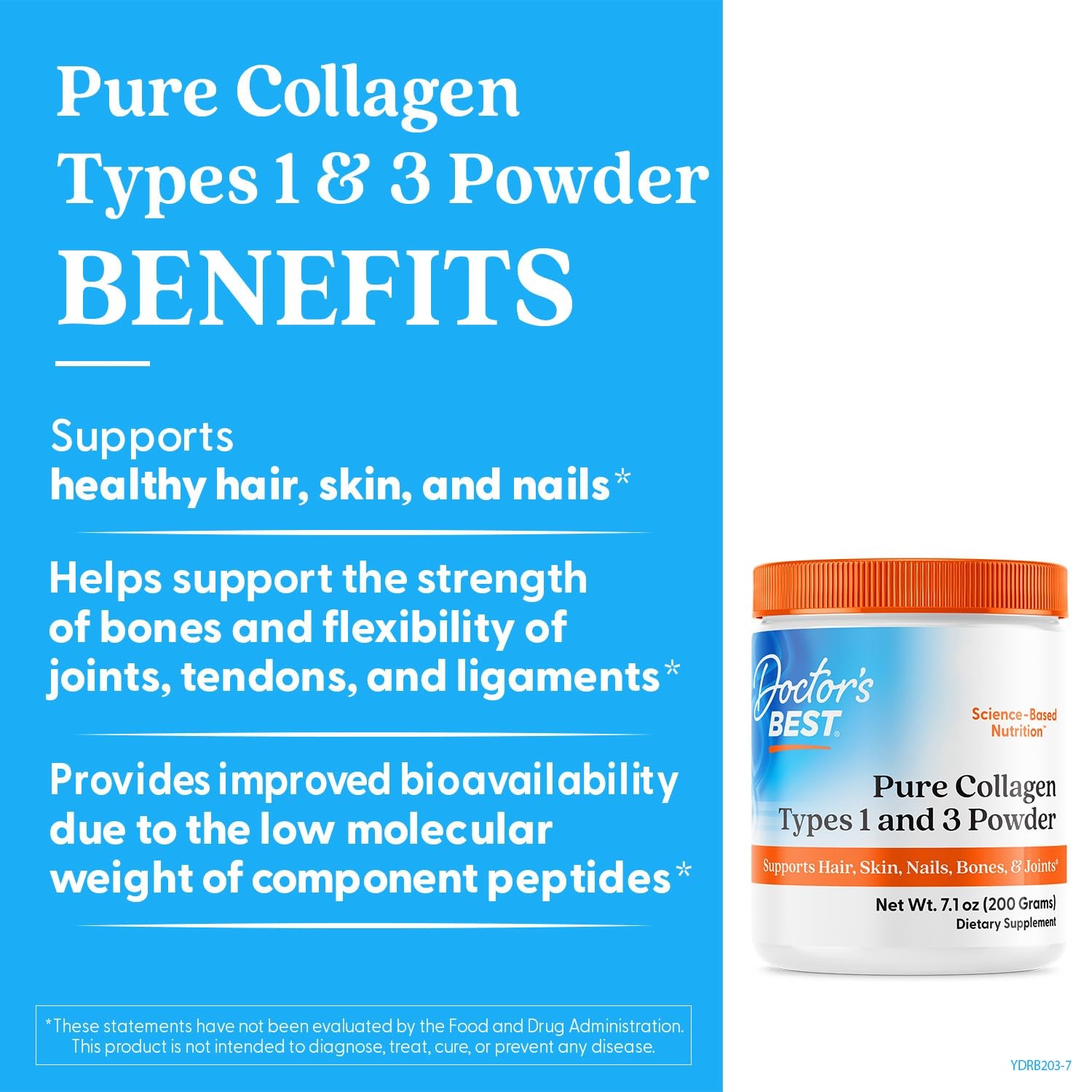 Doctor’s Best Pure Collagen Types 1 & 3, 7.1 Ounce (Pack of 1), No Color