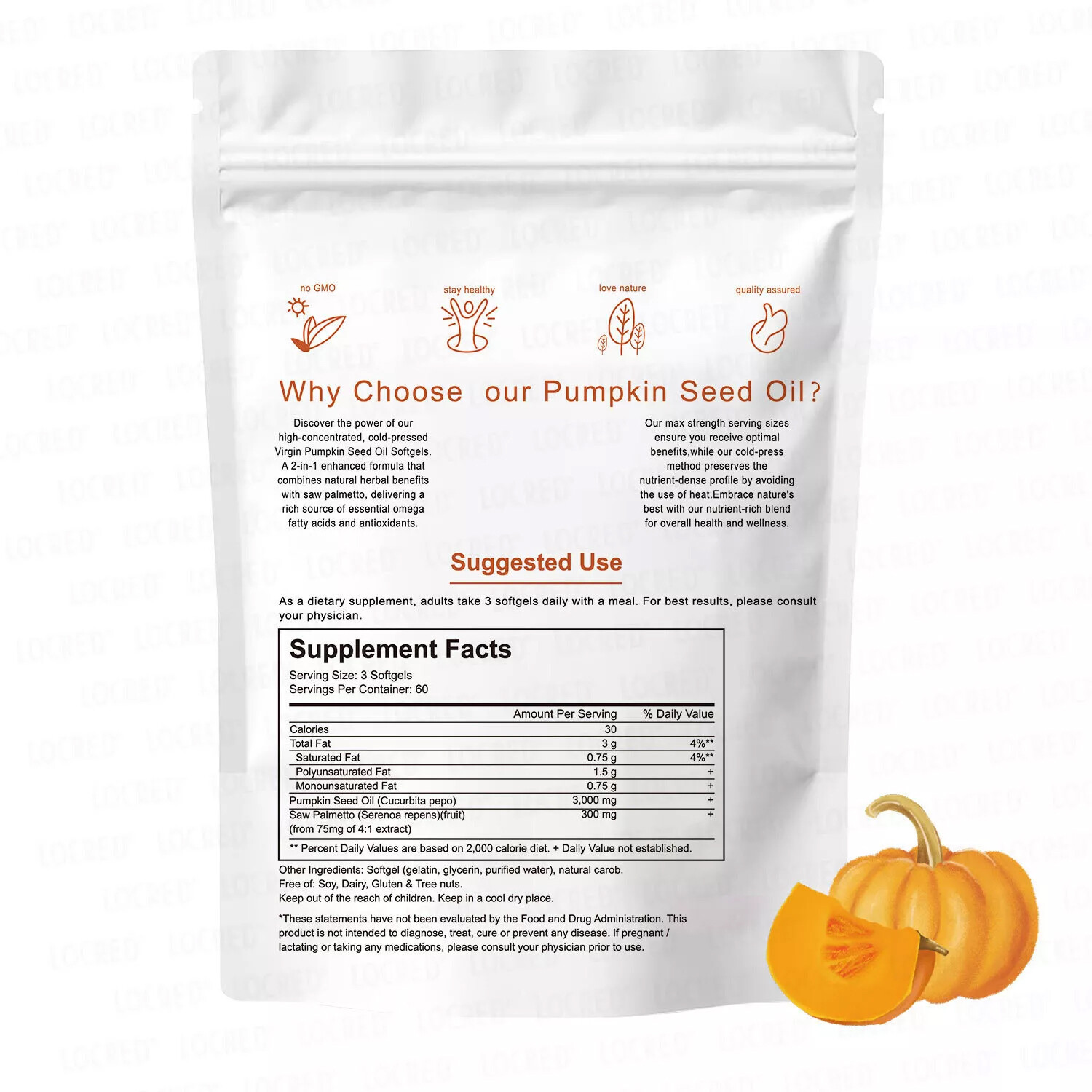 Pumpkin Seed Oil 3000mg + Saw Palmetto 300 mg | Prostate Support |180 Softgels