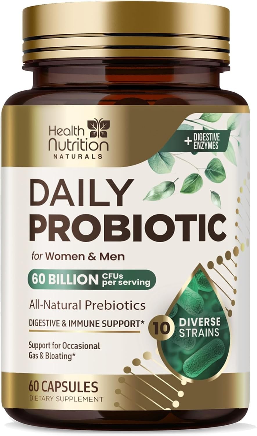 Probiotics 60 Billion CFU + 10 Strains – Daily Probiotic Lactobacillus Blend Gut
