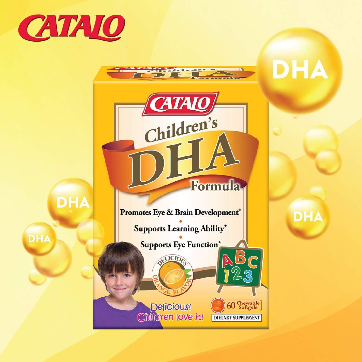 Catalo Childrens Dha Softgels Fish Oil For Kids 200Mg Dha Per Serving Orange