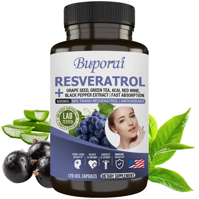 Resveratrol 120pcs,Energy and Focus,Supports Heart,Joint & Brain Function Health