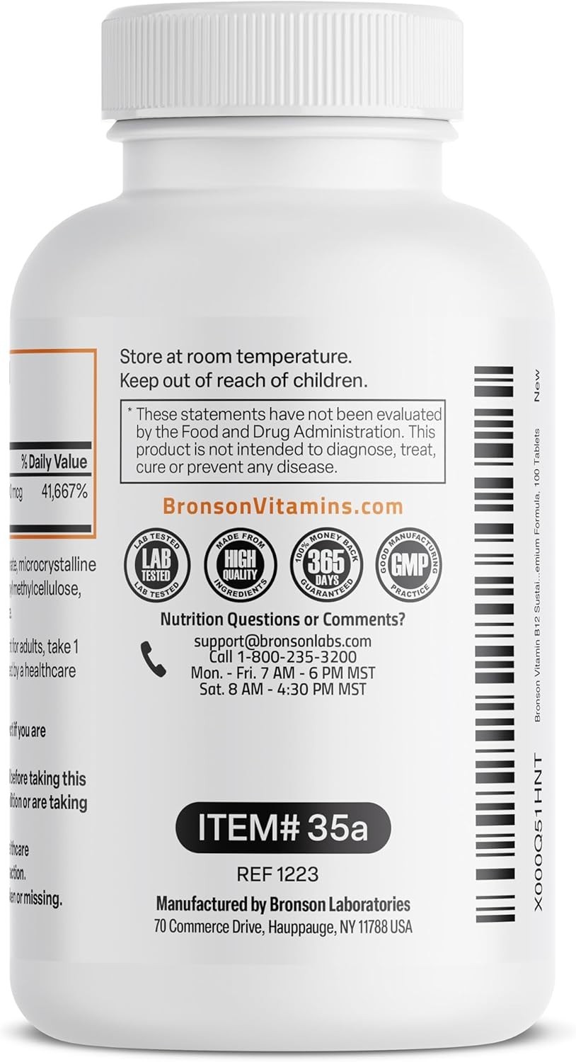 Bronson Vitamin B12 1000 mcg Sustained Release Premium 100 Count (Pack of 1)