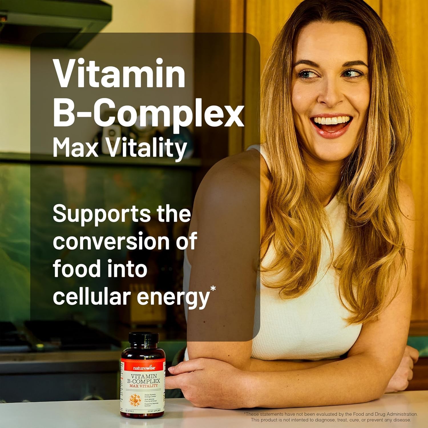 Vitamin B Complex for Women & Men w/ Folic Acid Biotin B1 B2 B3 B6 B12 180 Ct