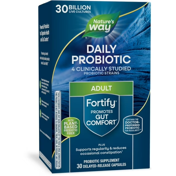 Nature’s Way Fortify Daily Probiotic Capsules for Adults, 30 Billion Live Cultur