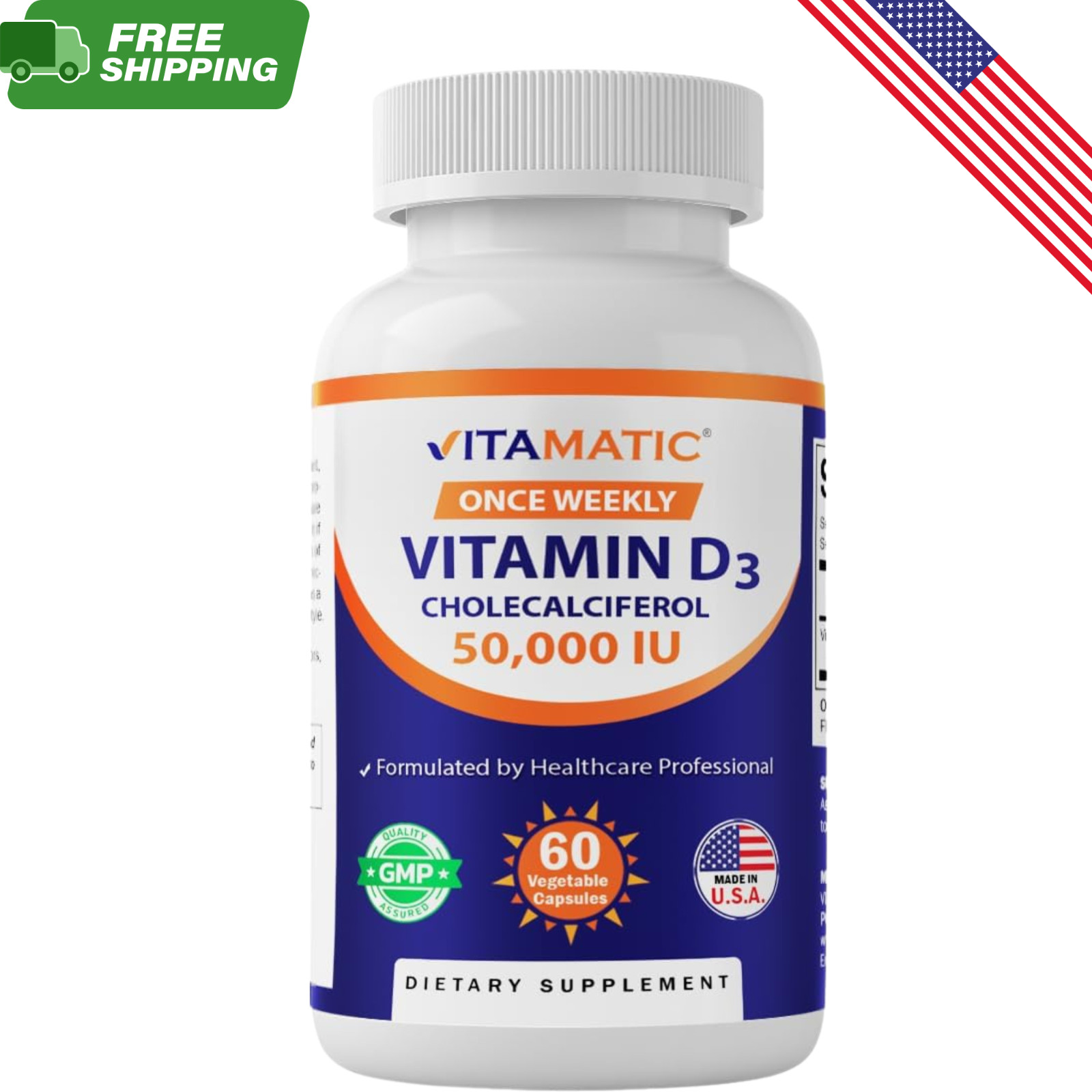 Vitamatic Vitamin D3 50000 IU 60 Capsules Once Weekly 1 Year Supply Gluten Free