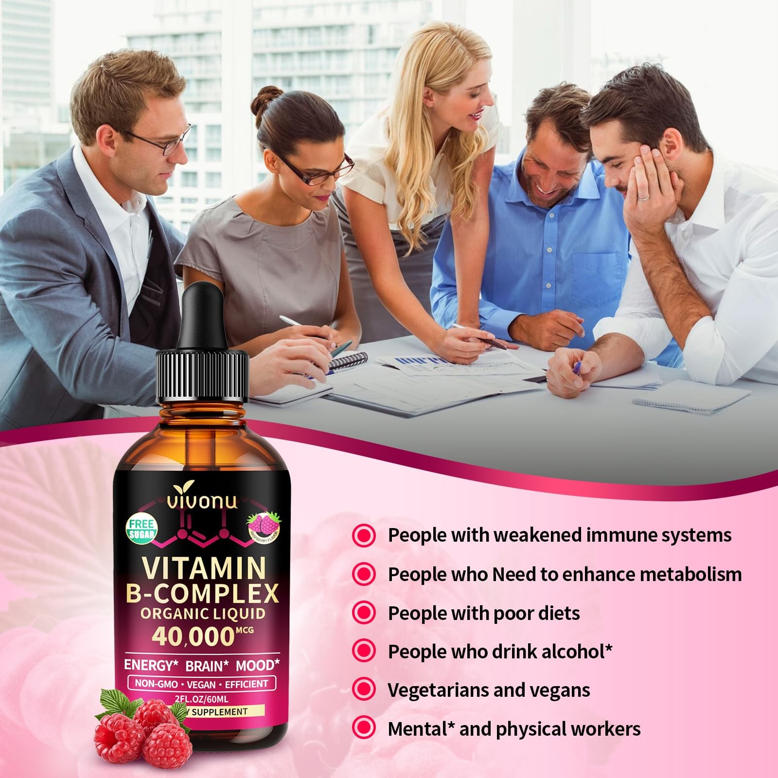 VivoNu Vitamin B Complex Liquid 30 Fl Oz (Pack of 1), 2 1)