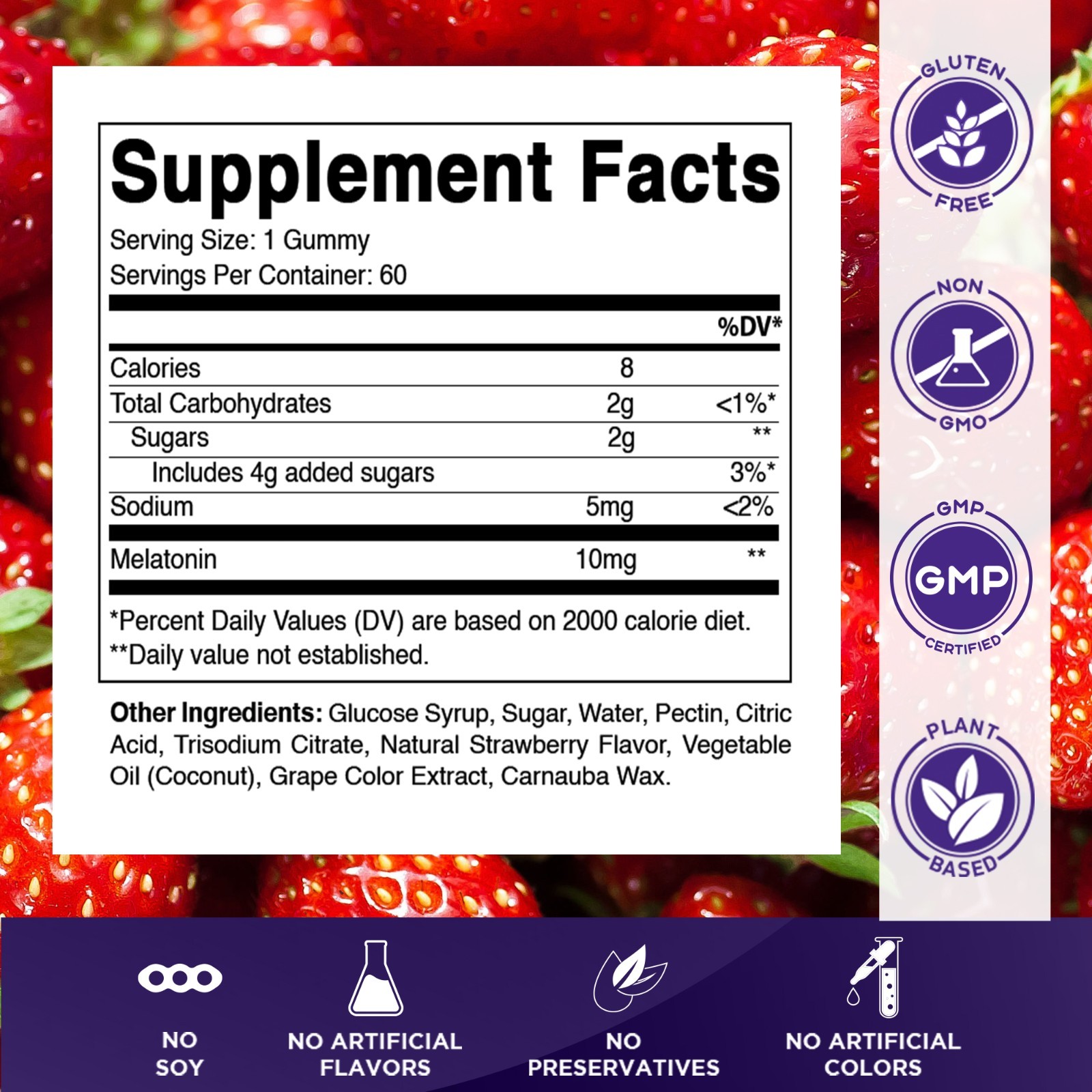 Vitamatic Melatonin 10mg per gummy – 60 Servings – 60 Vegetarian Gummies