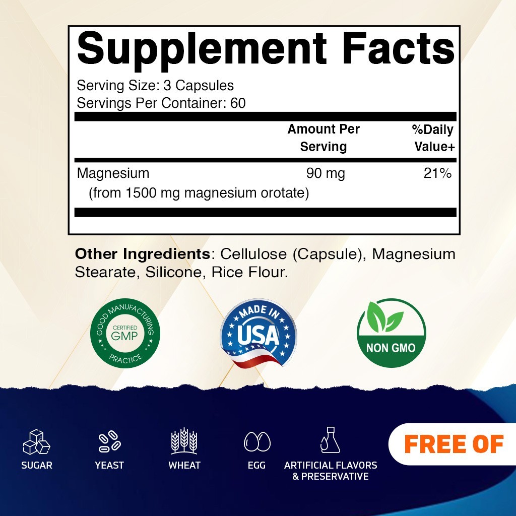 2 Pack Vitamatic Magnesium Orotate Supplement – 1500mg per Serving, 180 Capsules