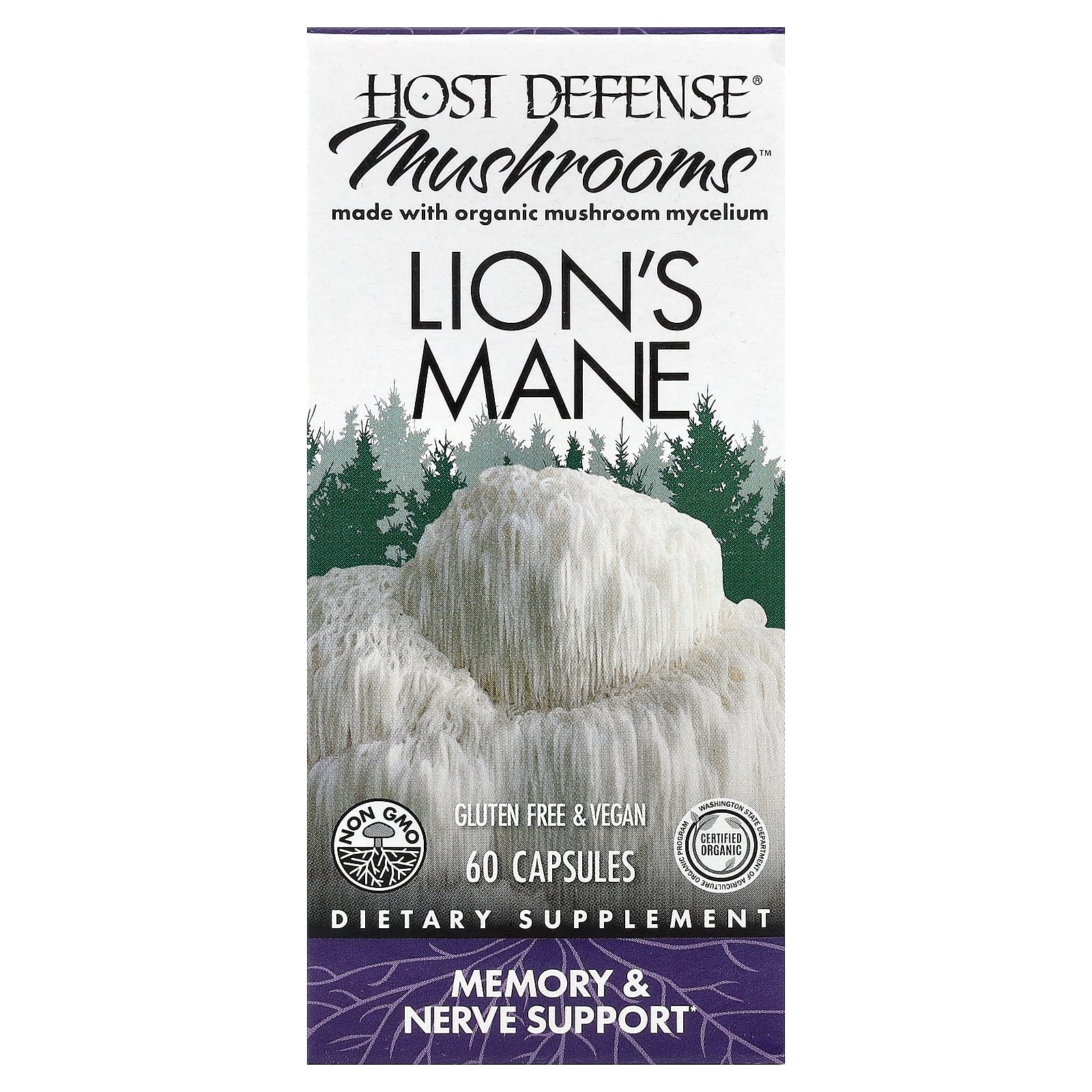 2 X Host Defense, Mushrooms�, Lion’s Mane, 60 Capsules (0.5 g per Capsule)