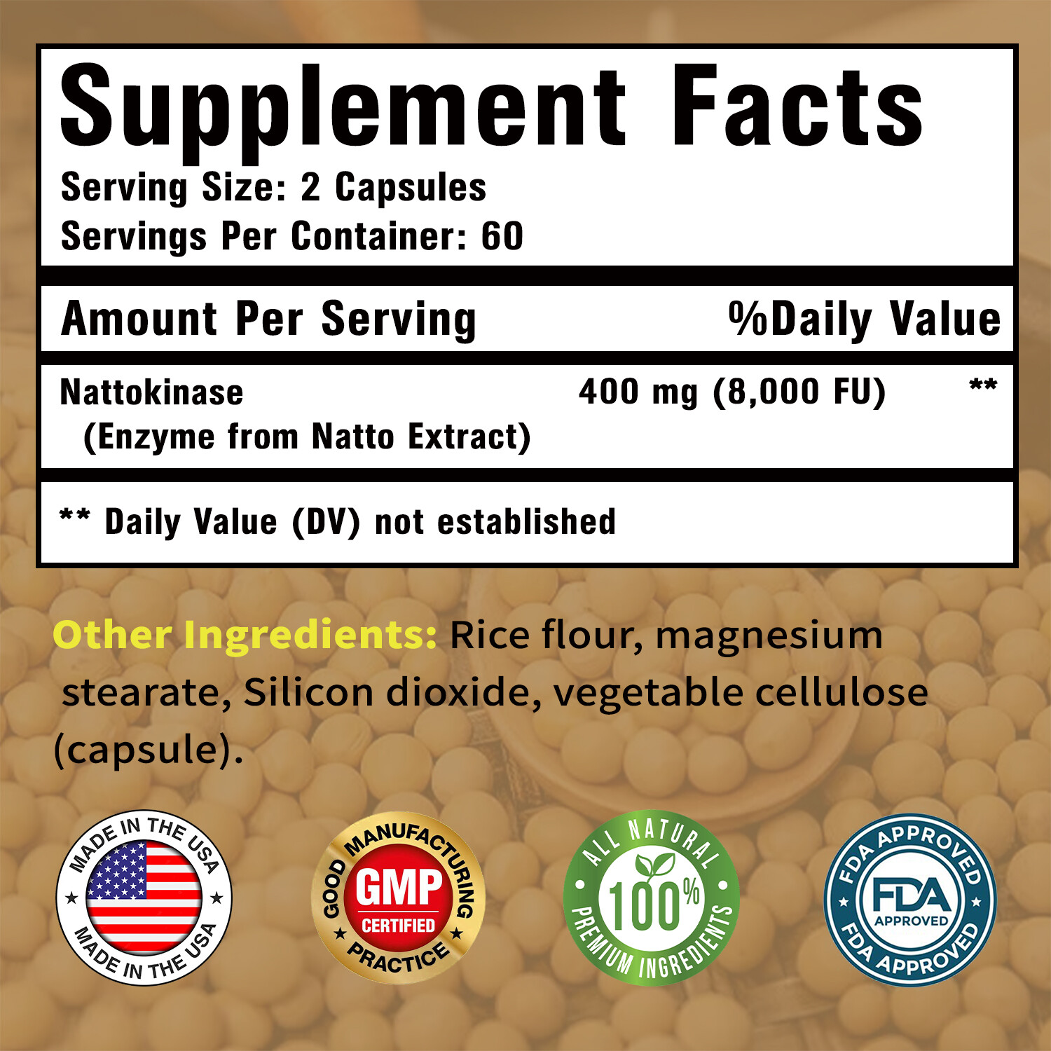 Nattokinase 8000FU – Heart Health Supplement, Circulatory Health, Non-GMO