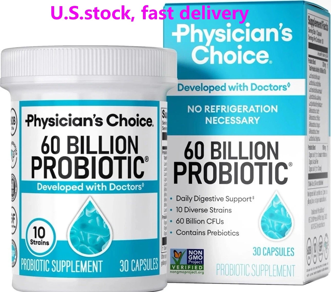 Physician’s Choice 60 Billion Probiotic 30 Capsules- NEW Exp 08/2026