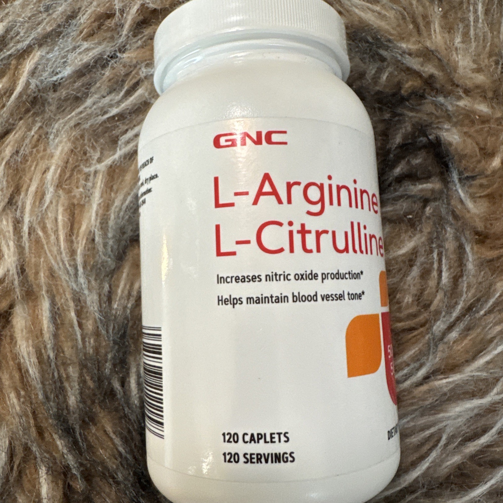 New & Sealed GNC L-Arginine & L-Citrulline 500mg 120 Caplets Exp 04/2028