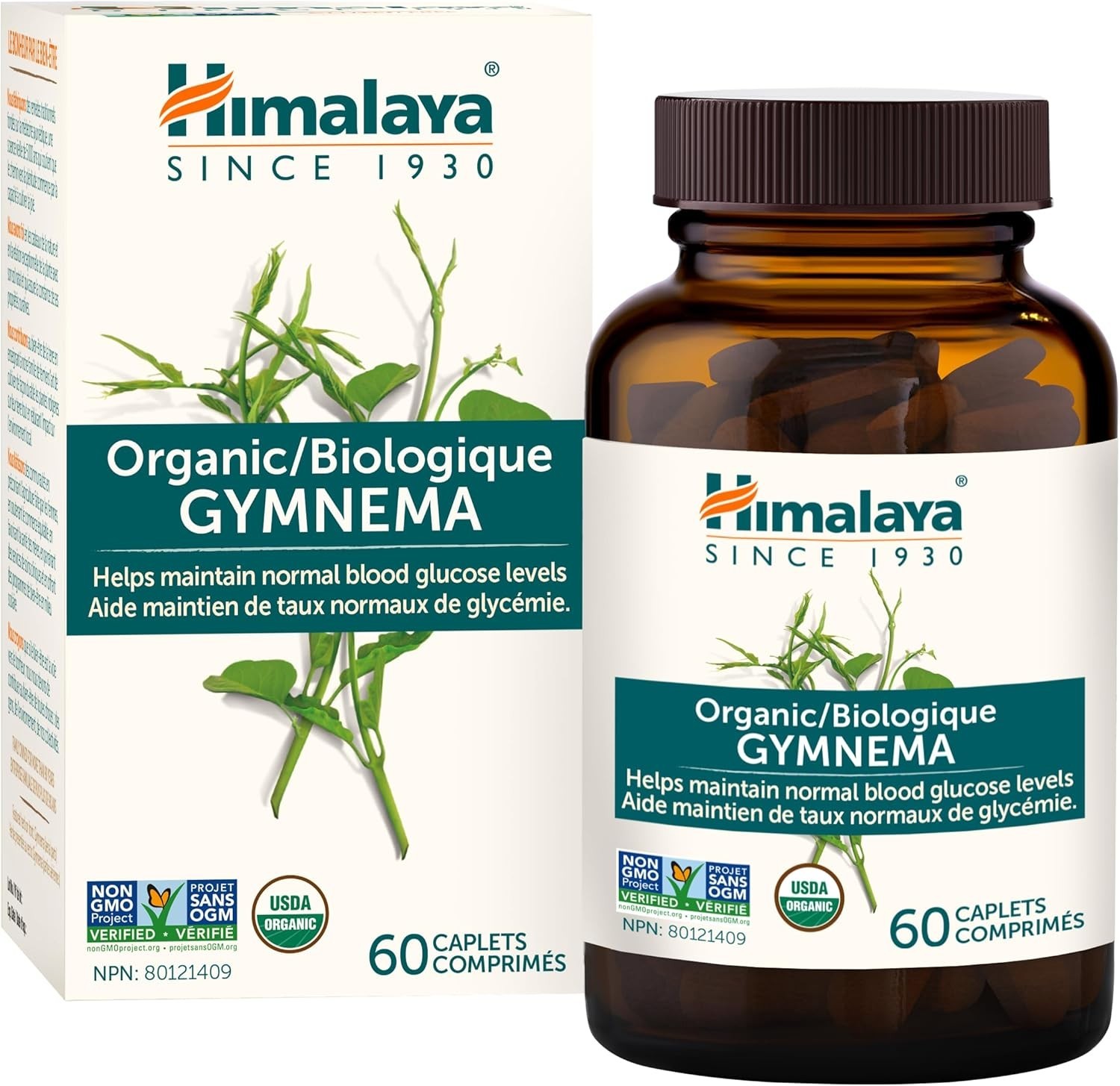 Himalaya Organic Gymnema USDA Certified Organic 60 Caplets Each (Pack of 3)