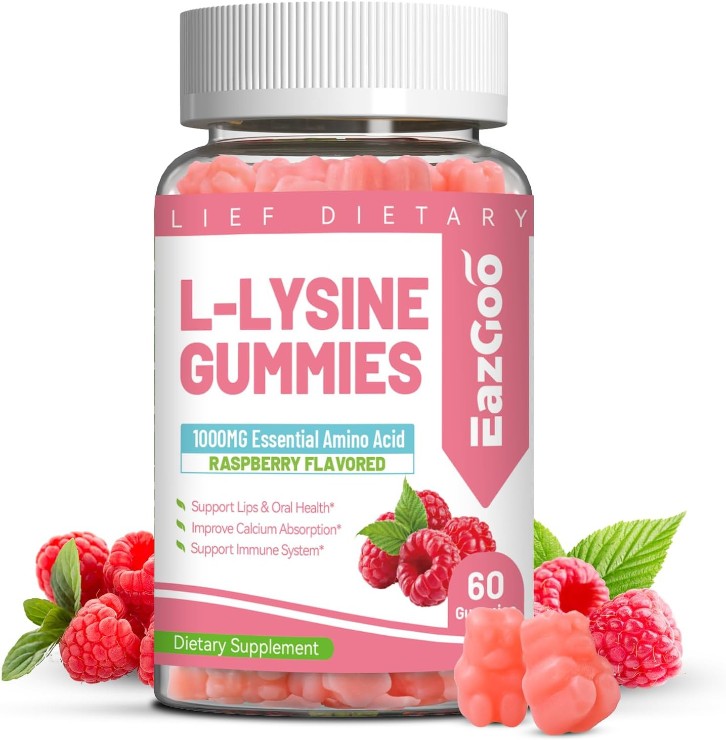 L-Lysine 1000Mg Gummies, Chewable Lysine Supplement for Adults, Lysine Gummies f