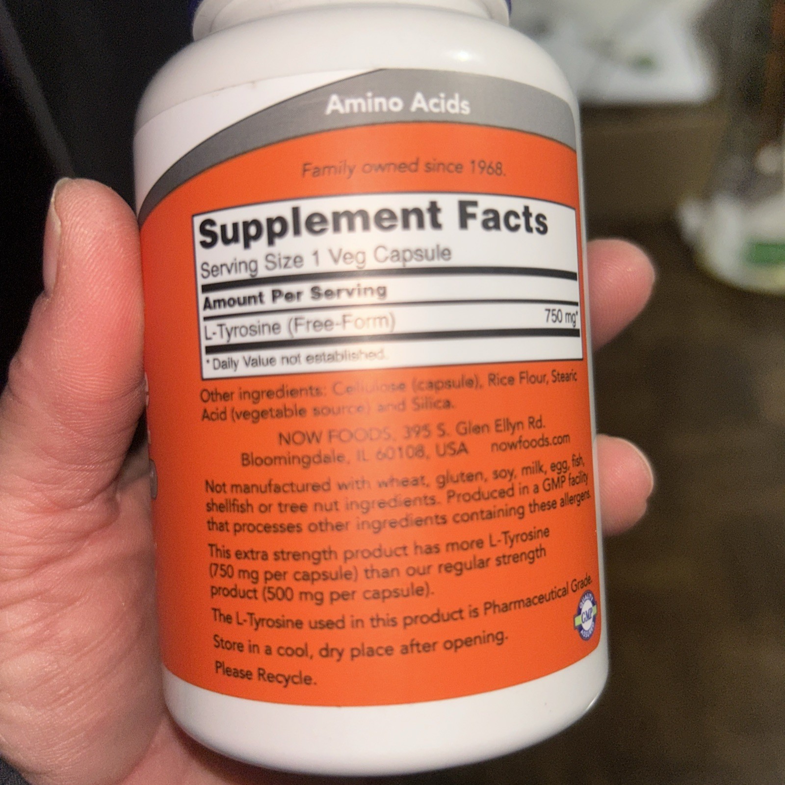 L-Tyrosine 750mg – Extra Strength Neurotransmitter Support* 90ct. Exp 1/29