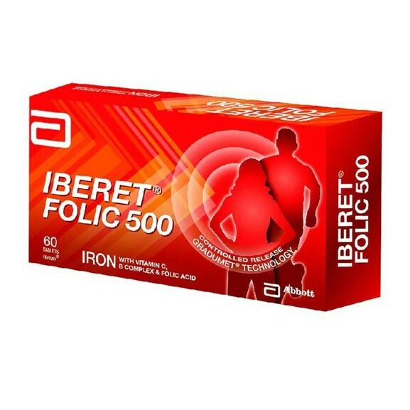 3 boxes Abbott Iberet Folic 500 Iron Vitamin C, B Complex, Folic Acid Free Ship