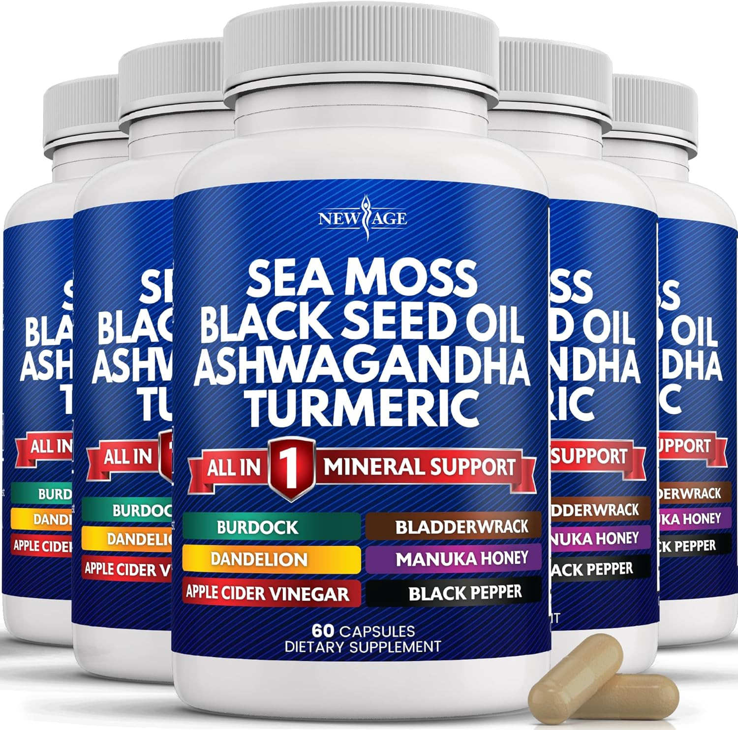 Silica Sea Moss 3000Mg Black Seed Oil 2000Mg Ashwagandha 1000Mg Turmeric 1000Mg
