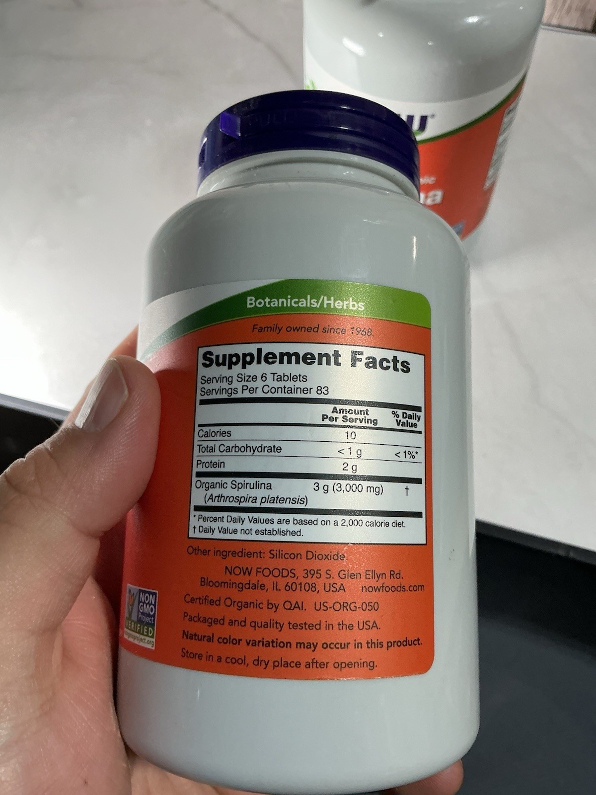 Now Foods Certified Organic Spirulina 500 mg Super Green 500 Tablets Exp. 1/2028