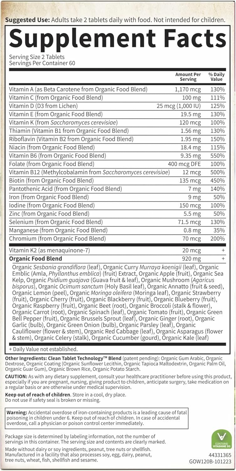 Garden of Life Organics Women’s Multivitamin 120 Tablets Vegan Non-GMO Vitamin