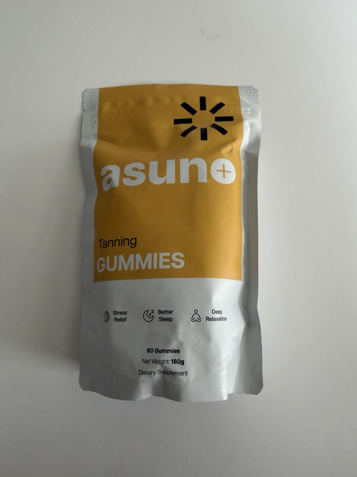 Asuno Tanning Gummies 60 Count Vitamin C Astaxanthin Beta-Carotene New Sealed