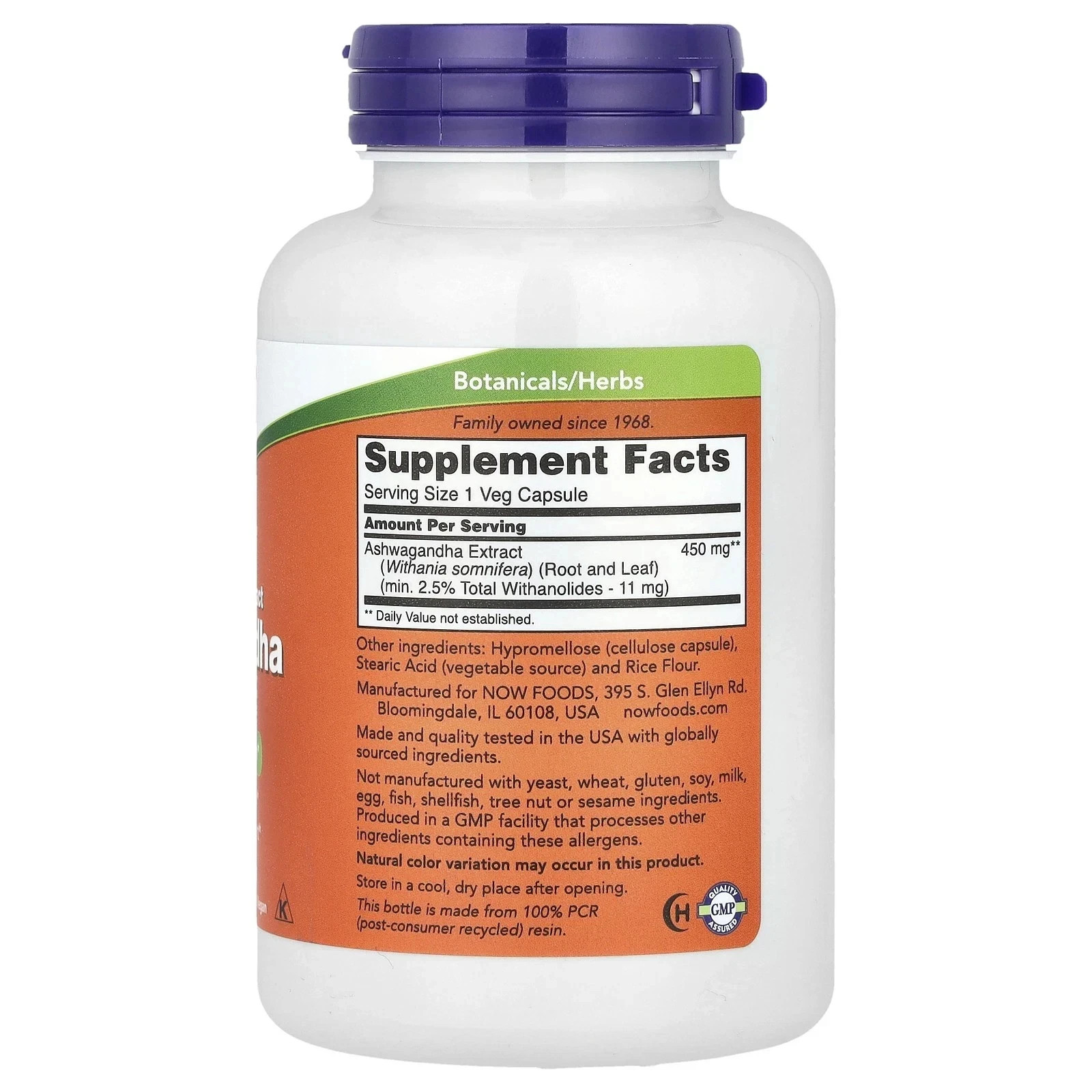 Now Ashwagandha (450mg) 180 Vcaps Each (Pack of 3)