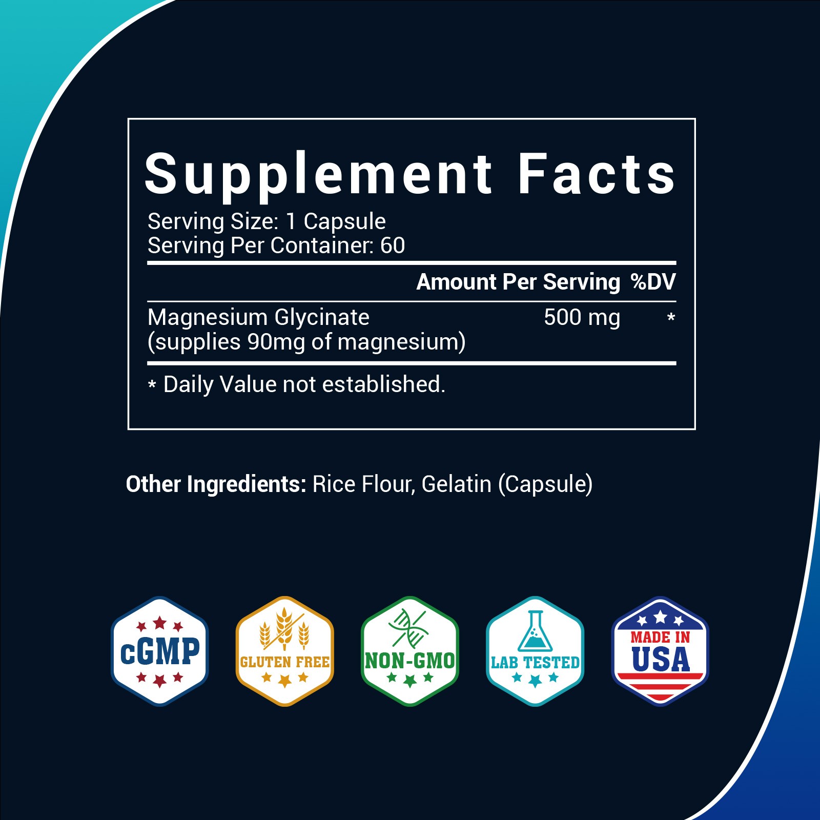 Magnesium Glycinate For Improved Sleep,Stress Anxiety Relief 500mg-60 Capsules
