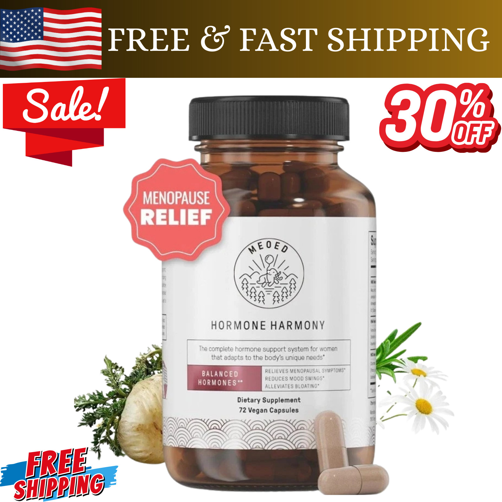 Happy Mammoth Hormone Harmony Natural Hormonal Support for Women 72 Capsule 3 PC