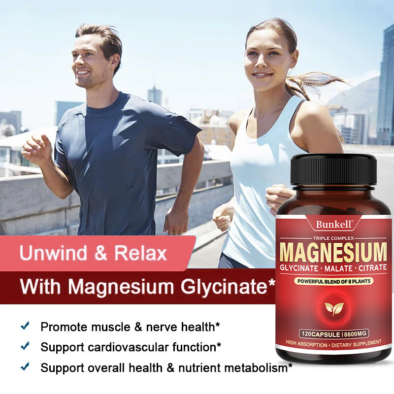 Magnesium Complex 600mg,30/60/120Capsules-Gluten Free and Non-GMO Strong Muscles