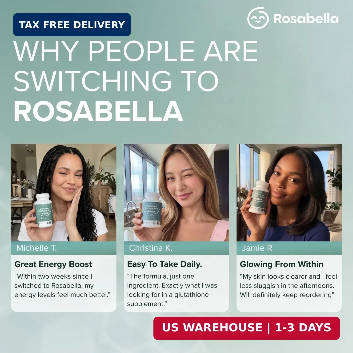 Rosabella Liposomal Glutathione 500mg – High Absorption Glutathione Supplement,