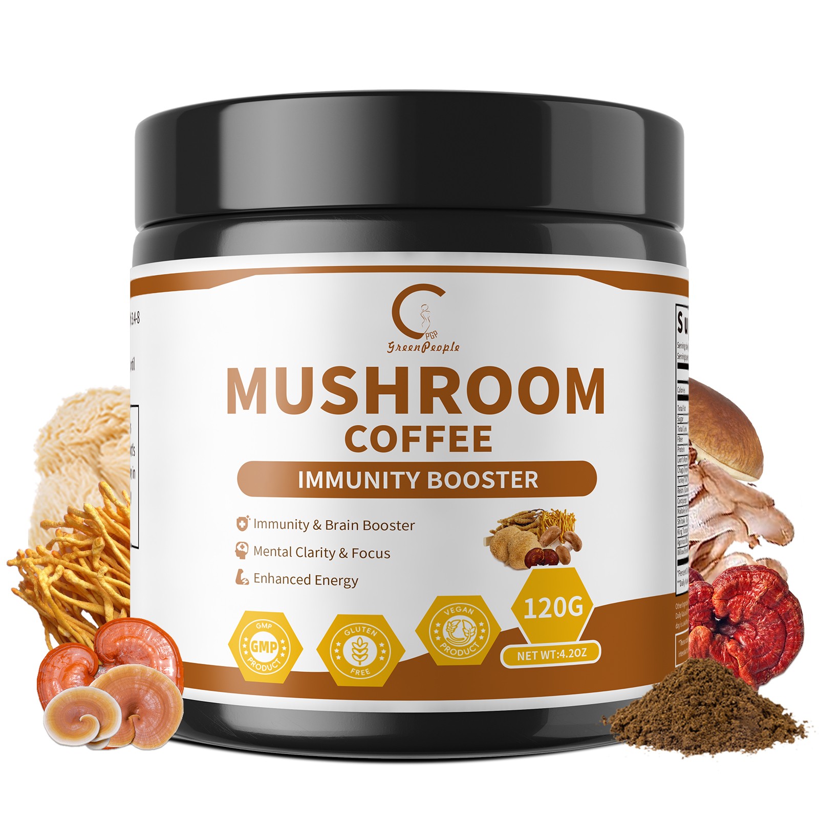 Lions Mane Mushroom Powder Instant Coffee with Lion’s Mane, Reishi, Chaga 120G