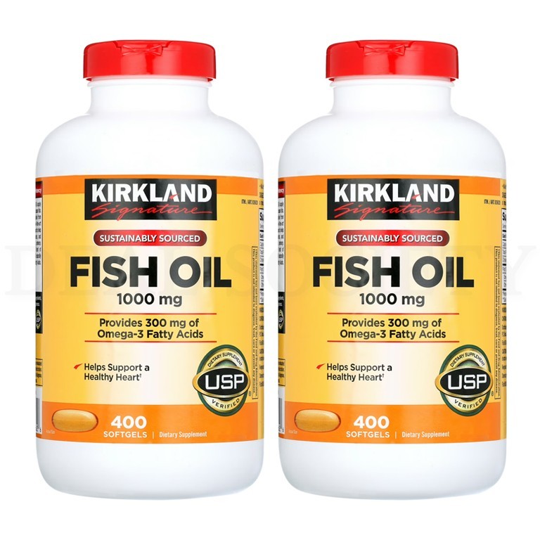 Kirkland Signature Fish Oil 1000 mg Supports Healthy Heart 400 Softgels Lot of 2