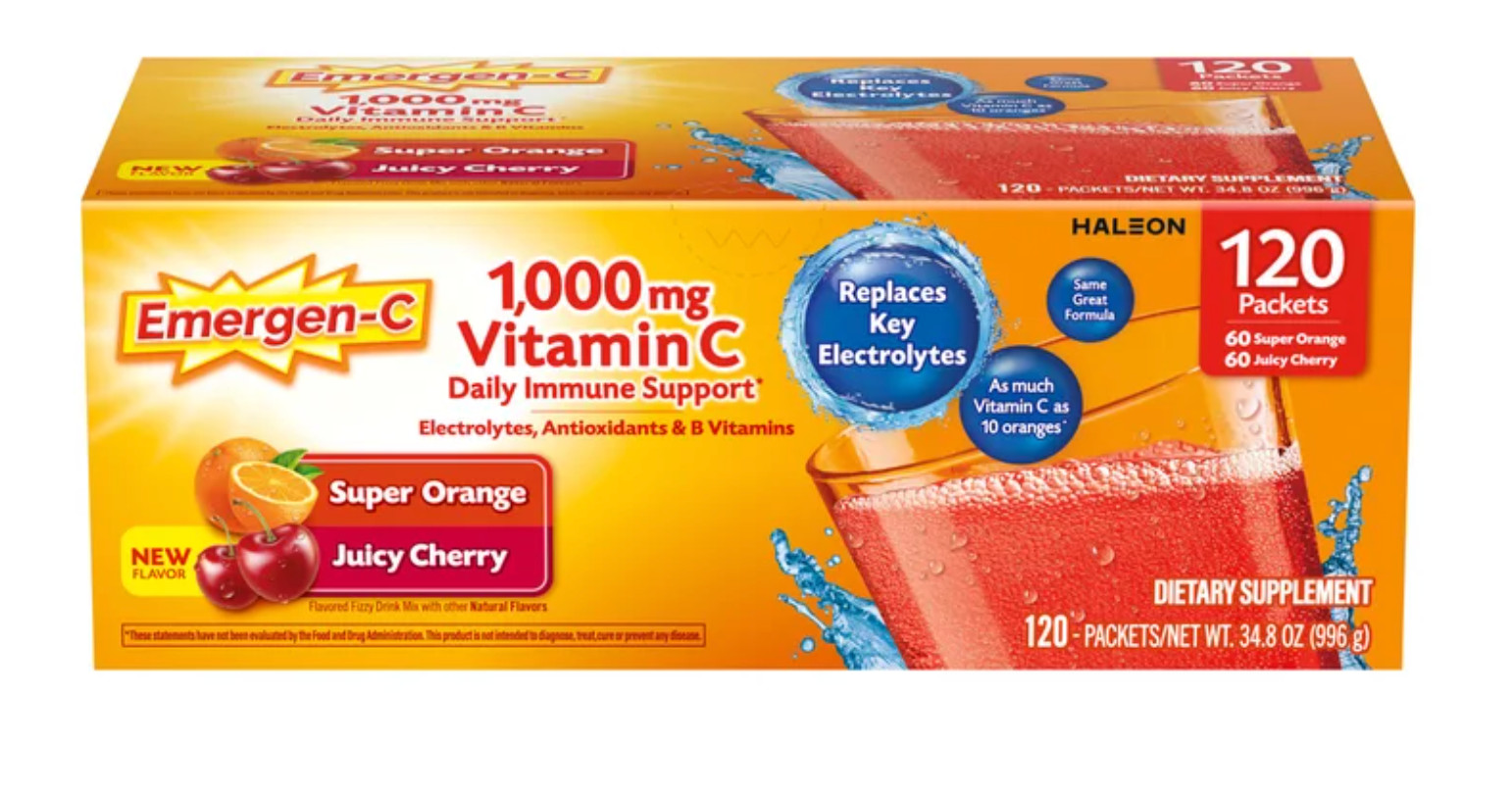 Emergen-C Vitamin C 1000mg Powder Drink Mix 120 Packets Orange Cherry