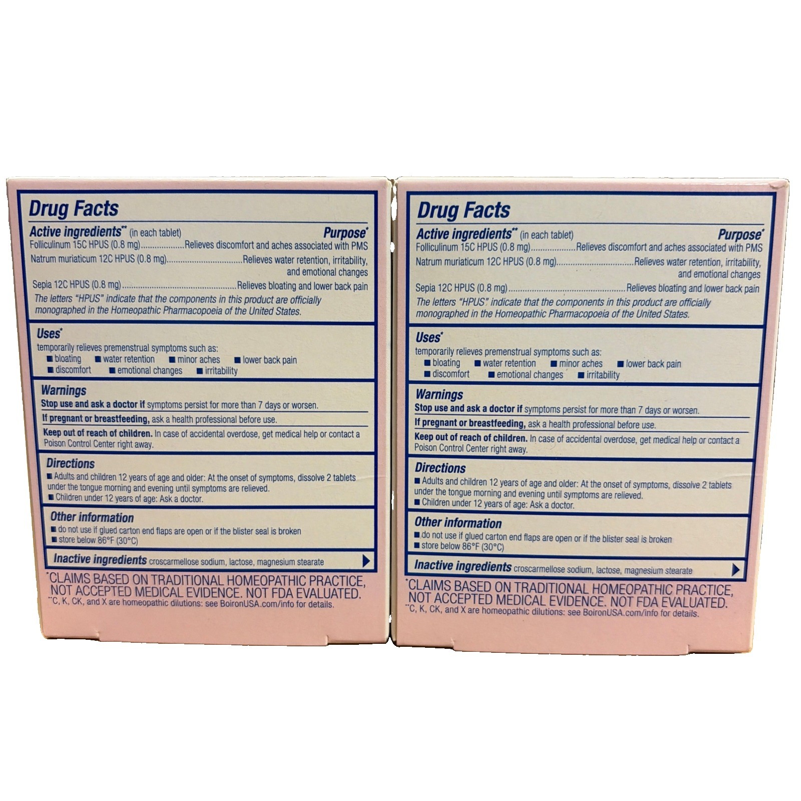 2-PACK Boiron Cyclease PMS Relief, Bloating, Aches, 60 Tablets Each Exp 12/2029