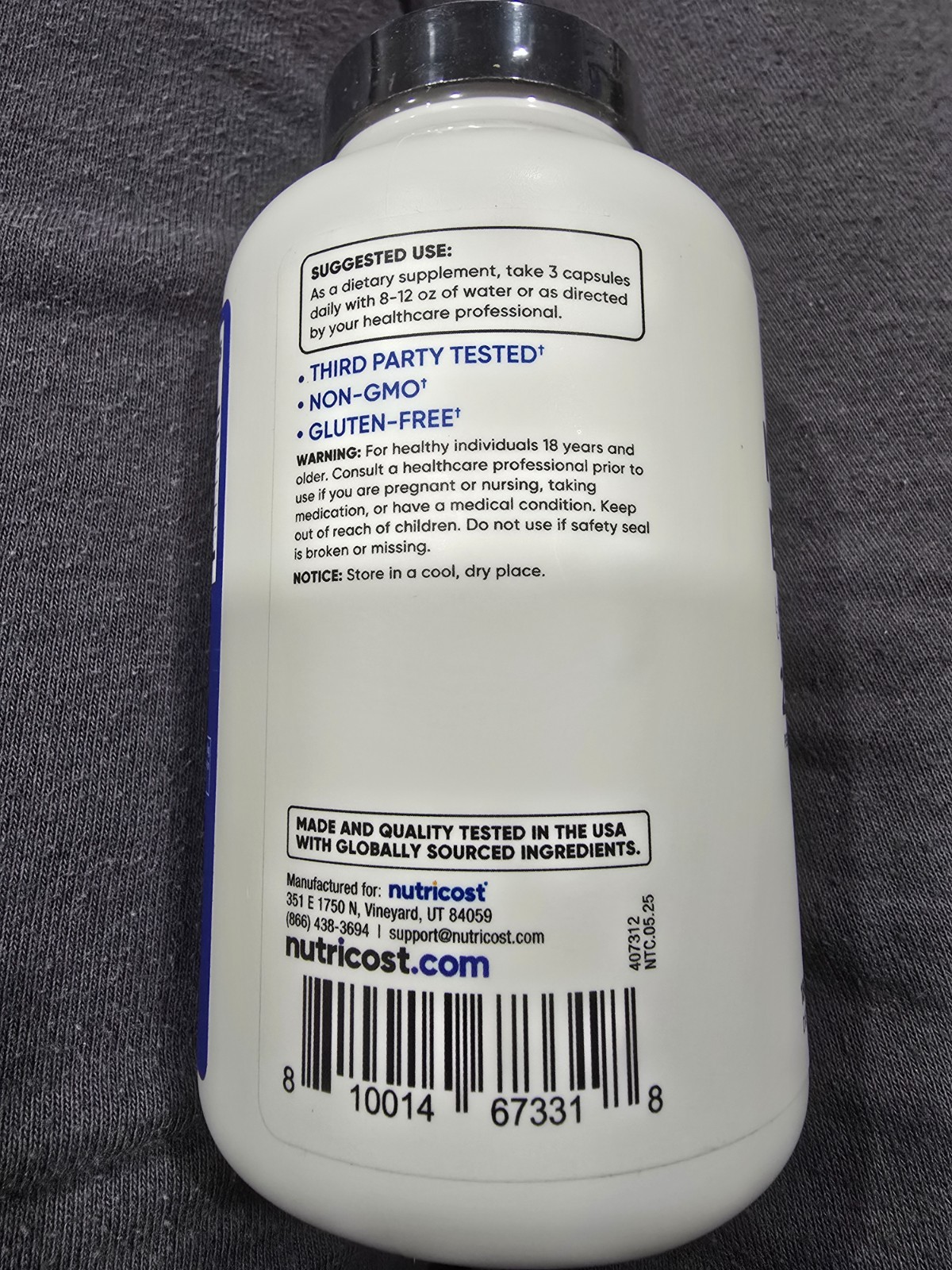 Nutricost Performance Nitric Oxide Booster 2250 mg EXP 12/2028 Unopened, Seale