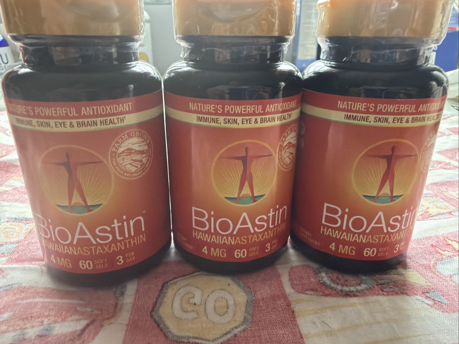 3X BioAstin Hawaiian Astaxanthin 4mg 60 Softgels Ea Exp 01/2028 Rd⬇️