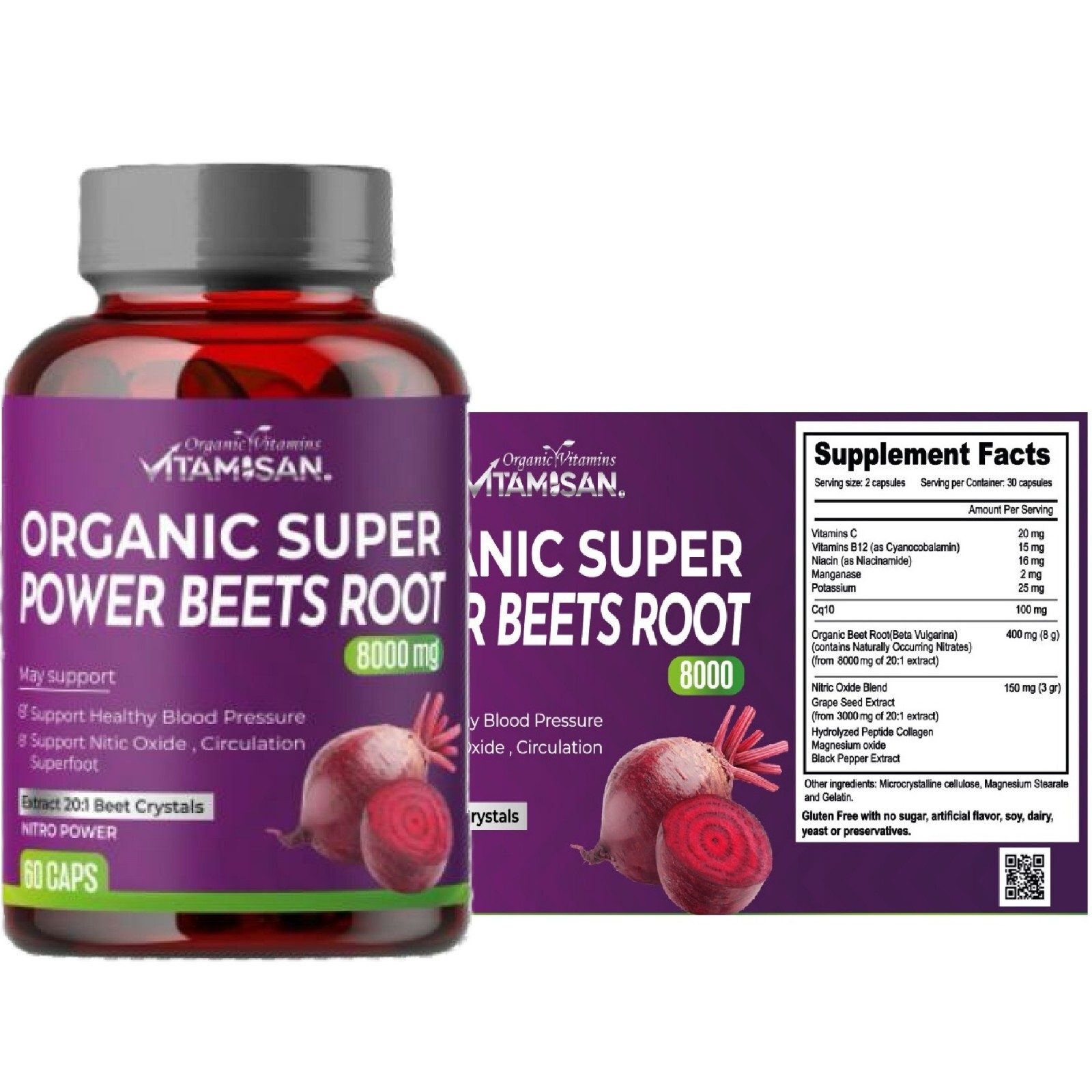 Beet Root Capsules 8000mg- Circulating, Pressure, Energy Support – 60 Capsules