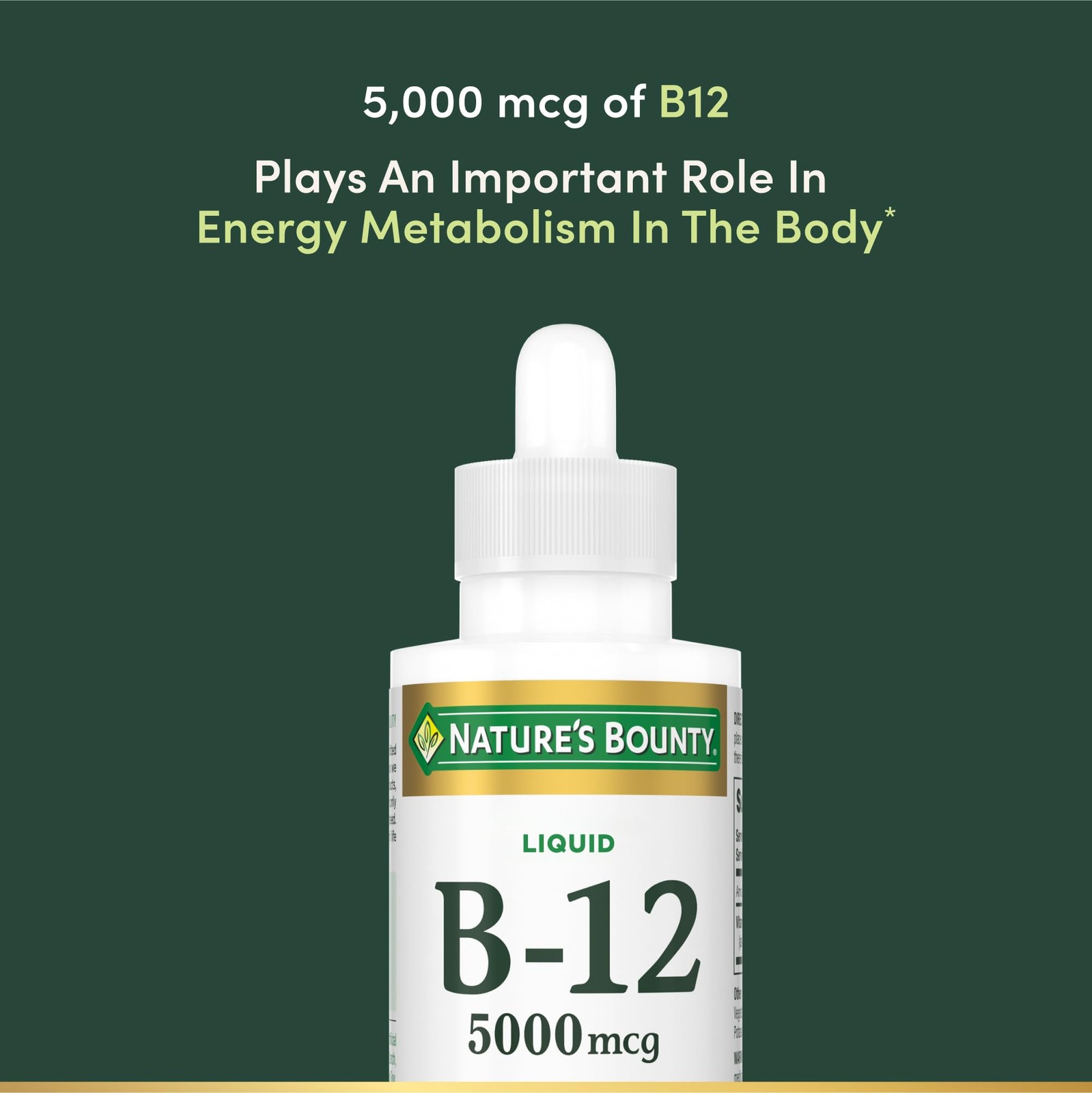 Nature’s Bounty Vitamin B12 5000 mcg Sublingual 2 Fl Oz (Pack of 1), White