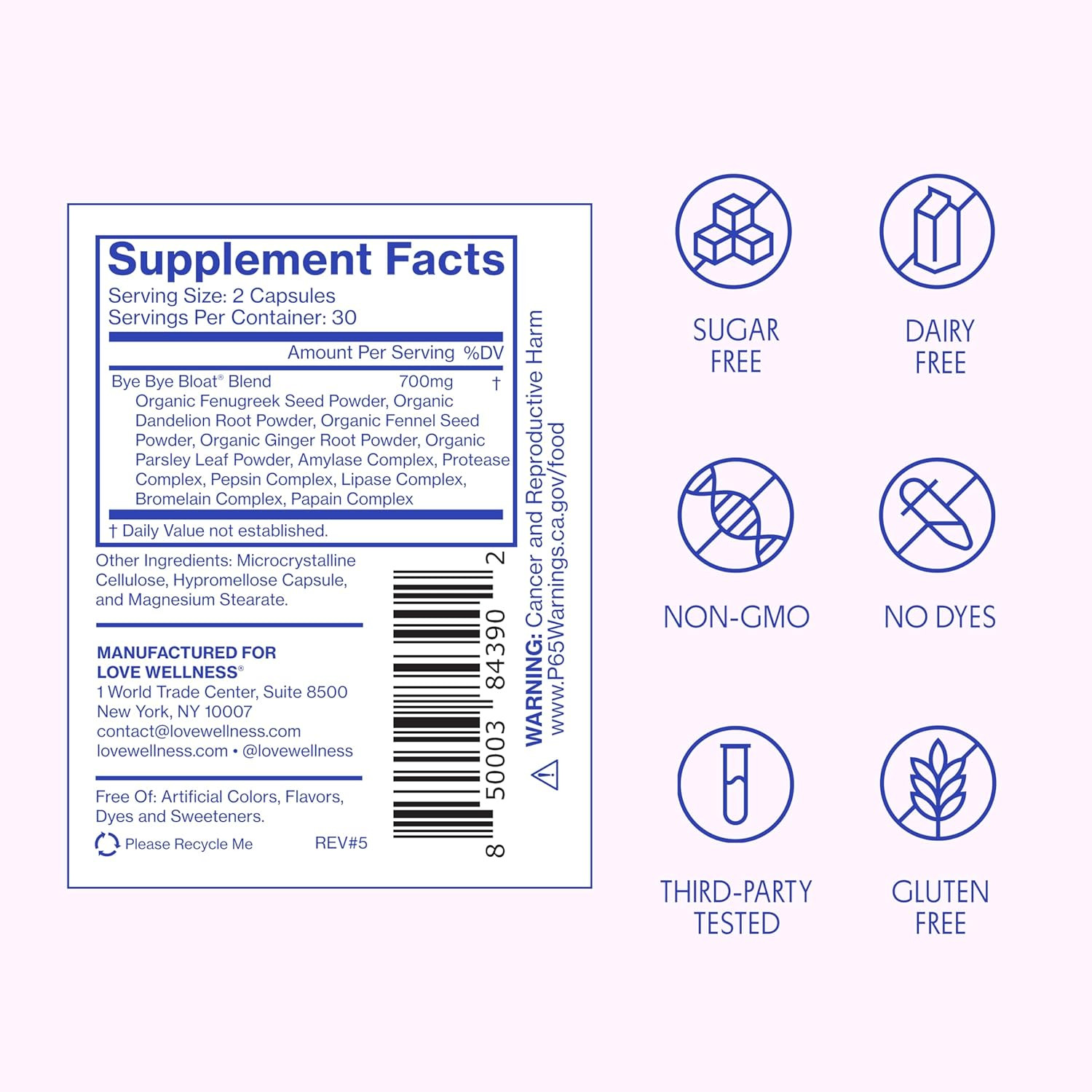 Love Wellness Bye Bye Bloat | Digestive Enzymes for Fast Acting Bloating Relief