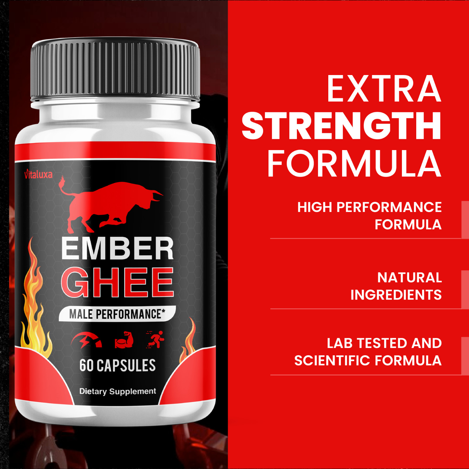 (5 Pack) Ember Ghee Male Support for Maximum Strength Supplement (300 Capsules)