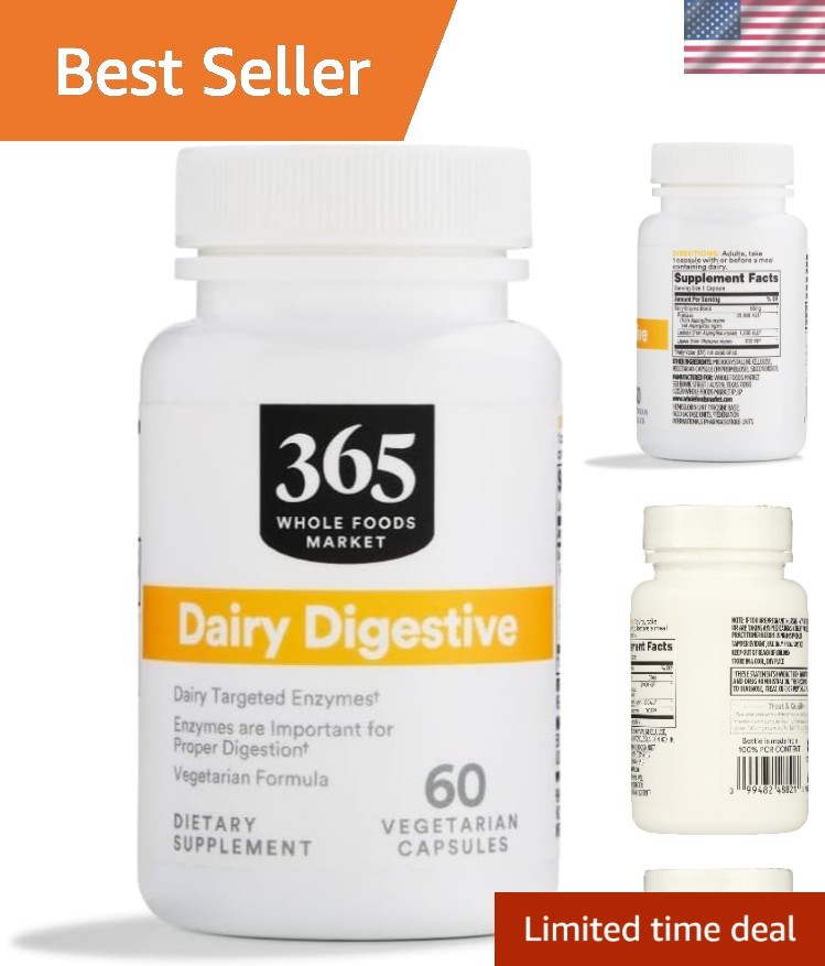 60 Count Dairy Digestive Enzymes: Unflavored Capsules for Supreme Digestion