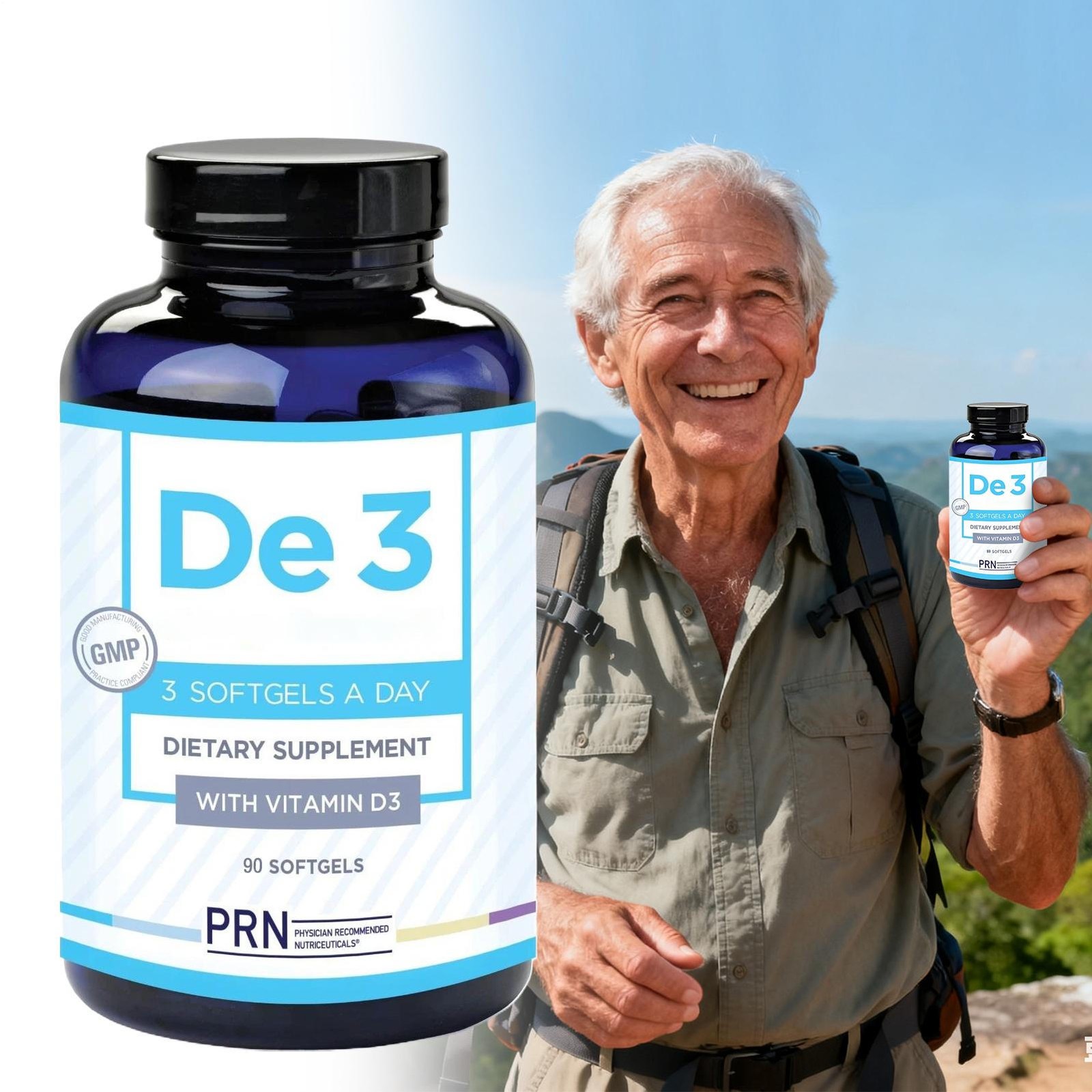 PRN De3 Dry Eye Omega Benefits Dietary Supplement with Vitamin D3 | 270 Softgels