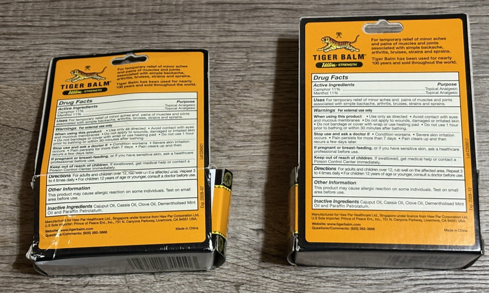 2 Tiger Balm Ultra Strength Ointment 0.63 oz: 7/2028, 12/2028 NEW, SEALED
