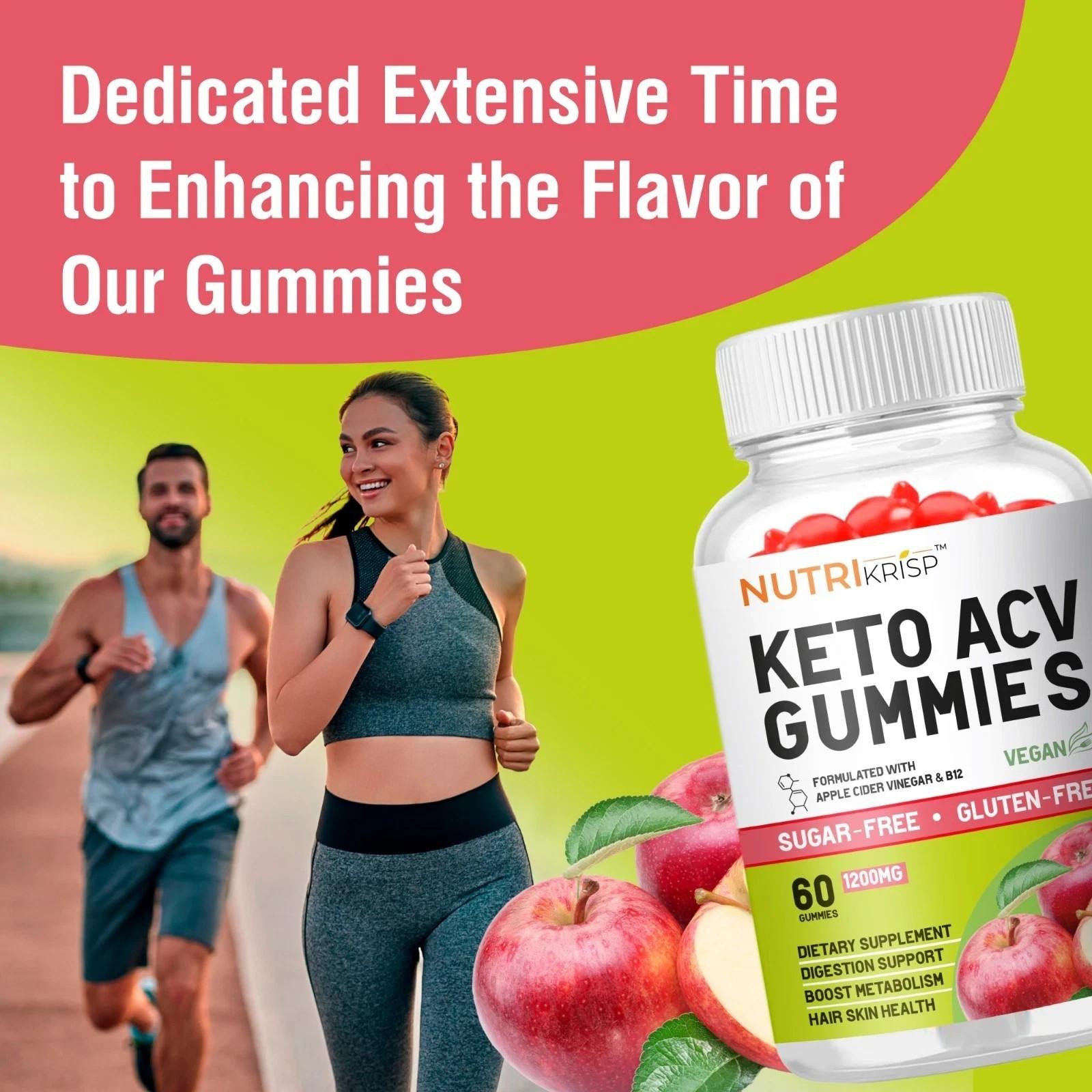 Nutrikrisp Keto ACV Gummies, 1200 mg, 60 Count, Sugar-free, Gluten-free